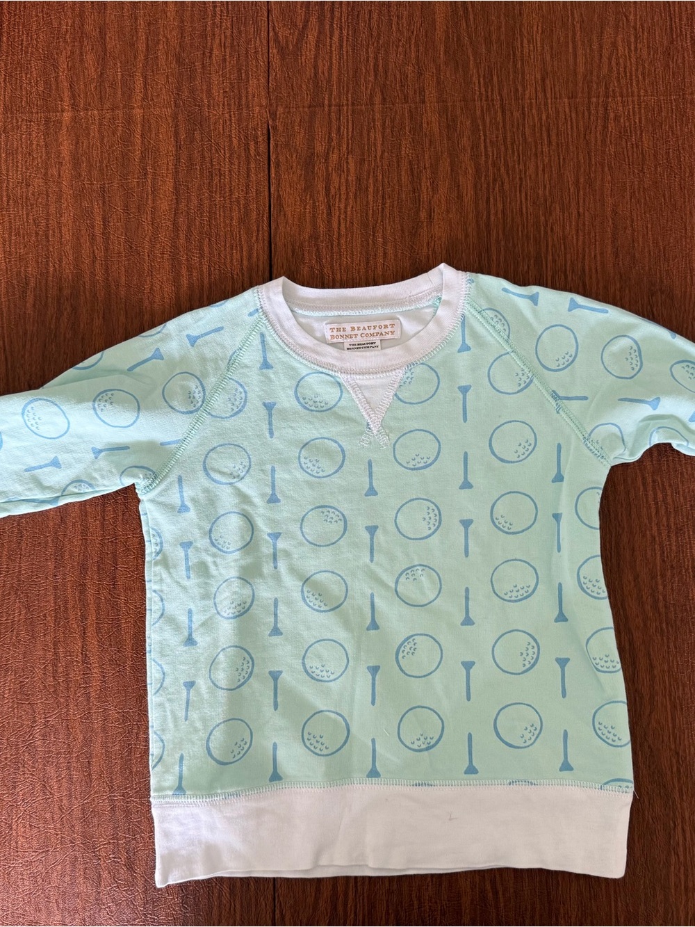 The Beaufort Bonnet Company Mint Pullover with Blue Golf Print